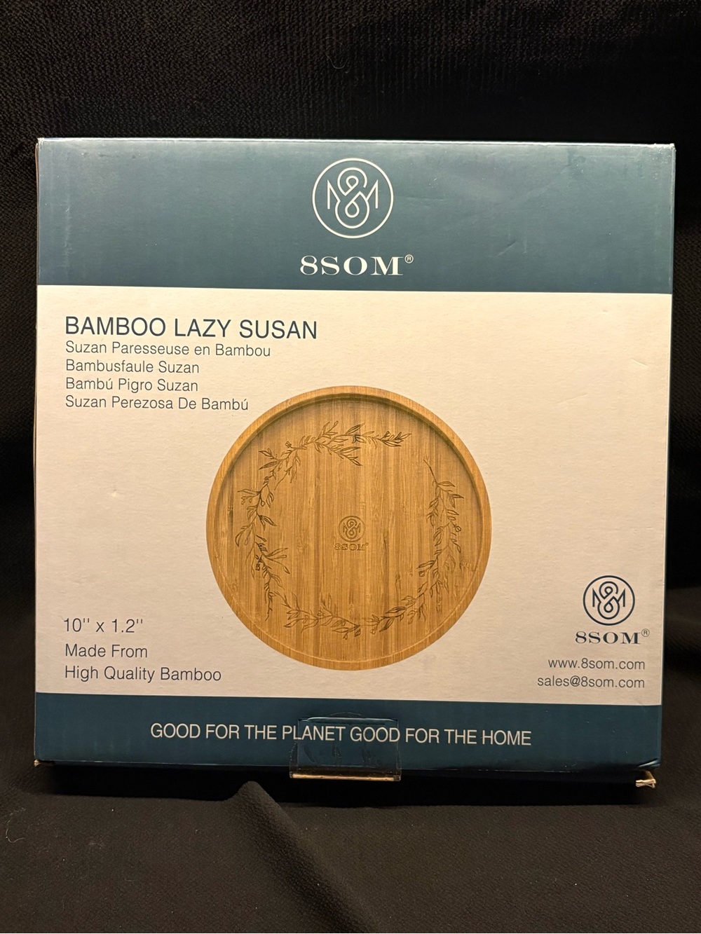 8SOM Bamboo Lazy Susan 10 Inch Rotating Tray Factory Sealed New